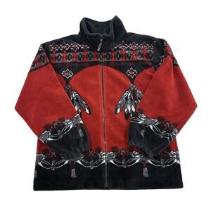 Northern Lifestyles Fleece Jacket Unisex Sz M Red Native American Vintage Canada